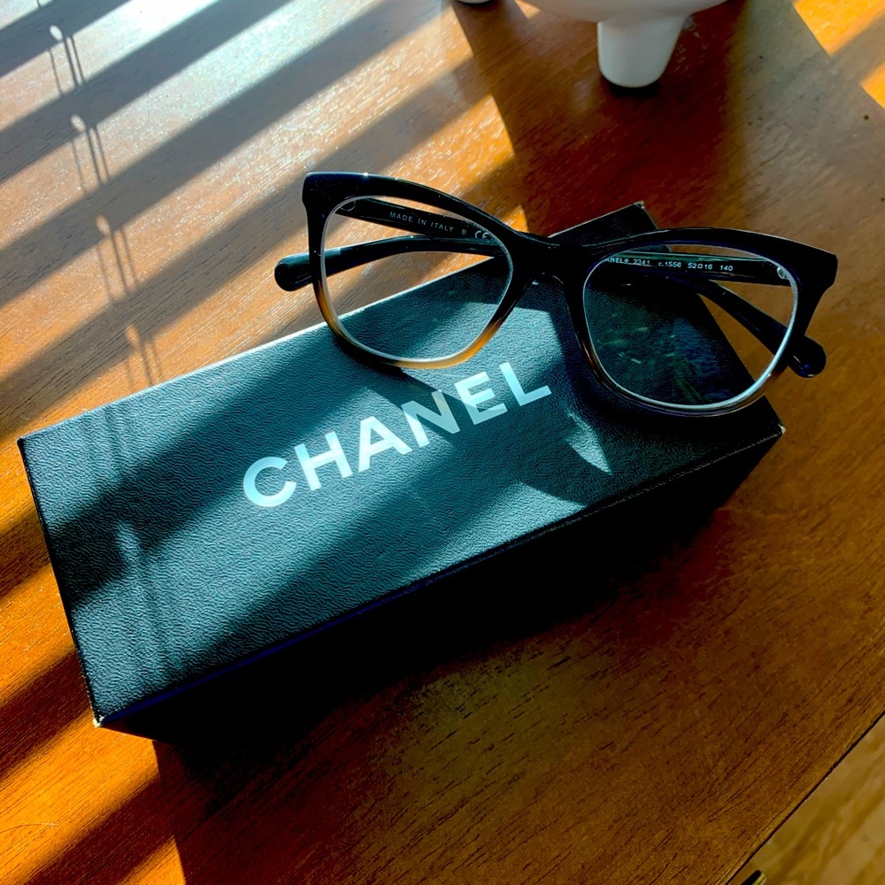Black Channel Glasses with Honey Brown Detail
